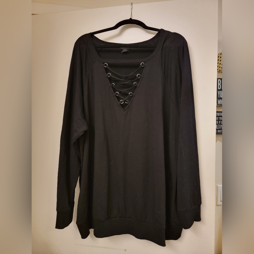 Torrid Sweater With Black Lace up Detail. - Picture 2 of 3